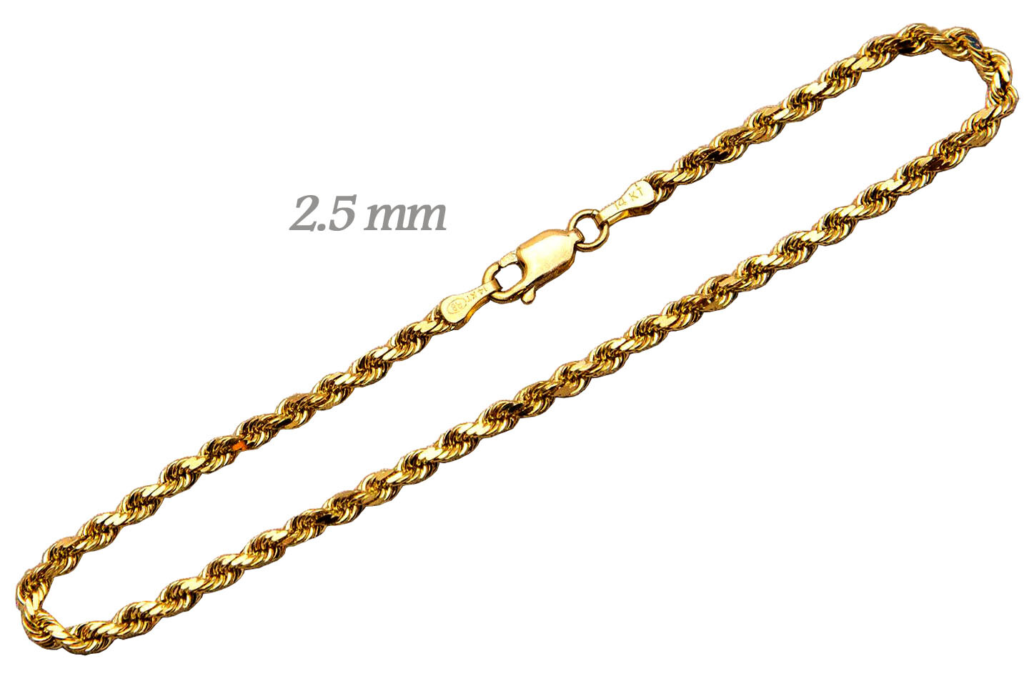 14k Solid Yellow Gold Rope Chain Necklace Bracelet 1mm-10mm Men Women Sz 7″-30″