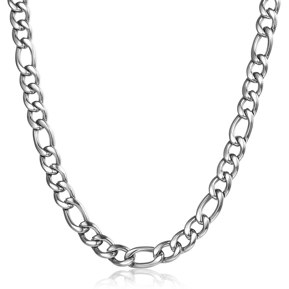 3/5/7/9mm Stainless Steel Figaro Chain Necklace Men Women Link Jewelry 16″-30″