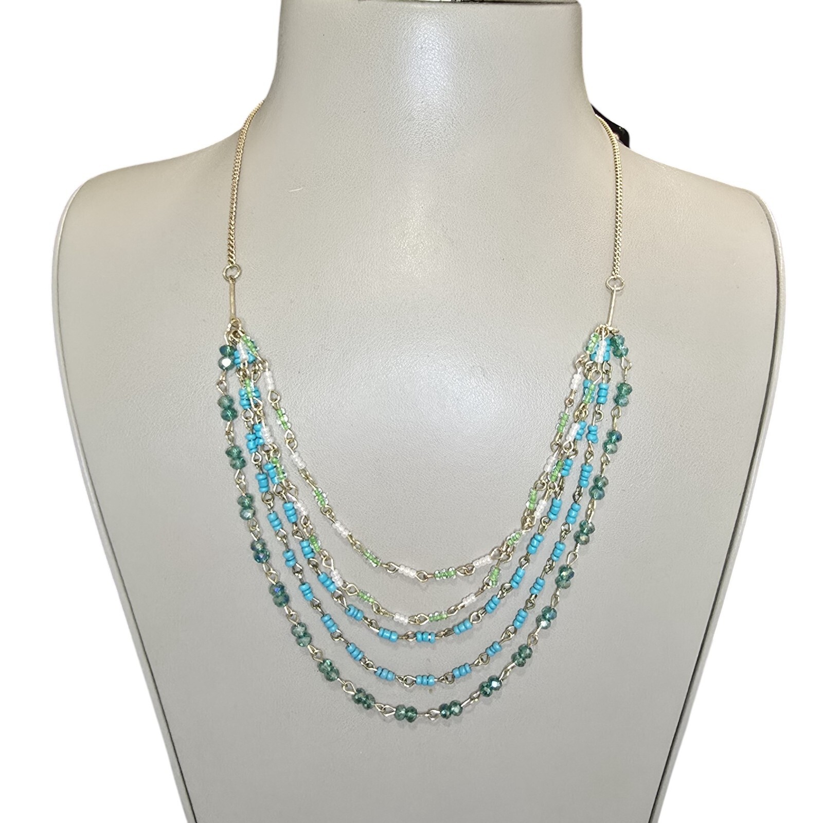 Apt. 9 Women’s Gold Plated Blue Multi Layered Necklace NWT