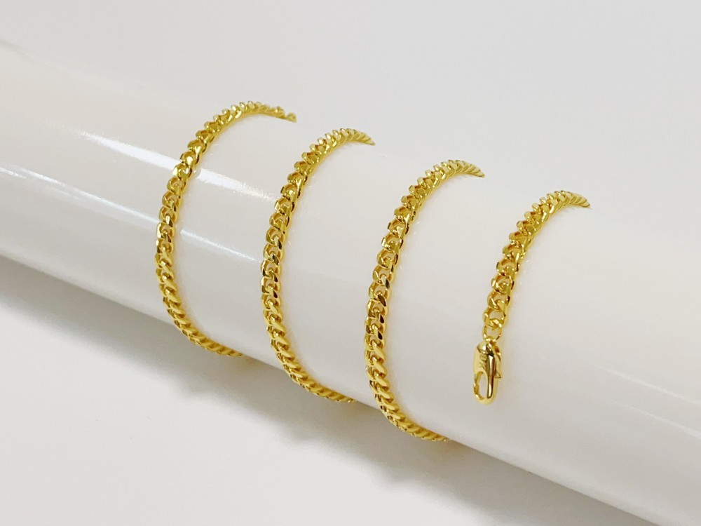 Solid 18K Yellow Gold 4mm Cuban Curb Chain Necklace 22″Italian Made Mens Jewelry