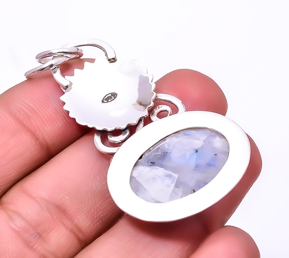 Rainbow Moonstone Designer Handmade 925 Sterling Silver Pendant 2.03″ P_9412_152