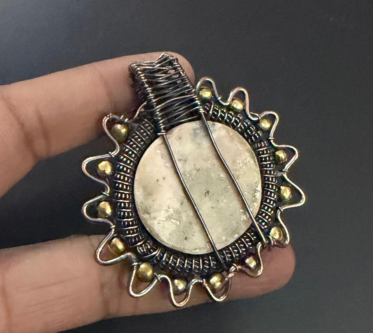 Dendrite Opal Gemstone Copper Wire Wrapped Handmade Pendant Jewelry Gift For Her