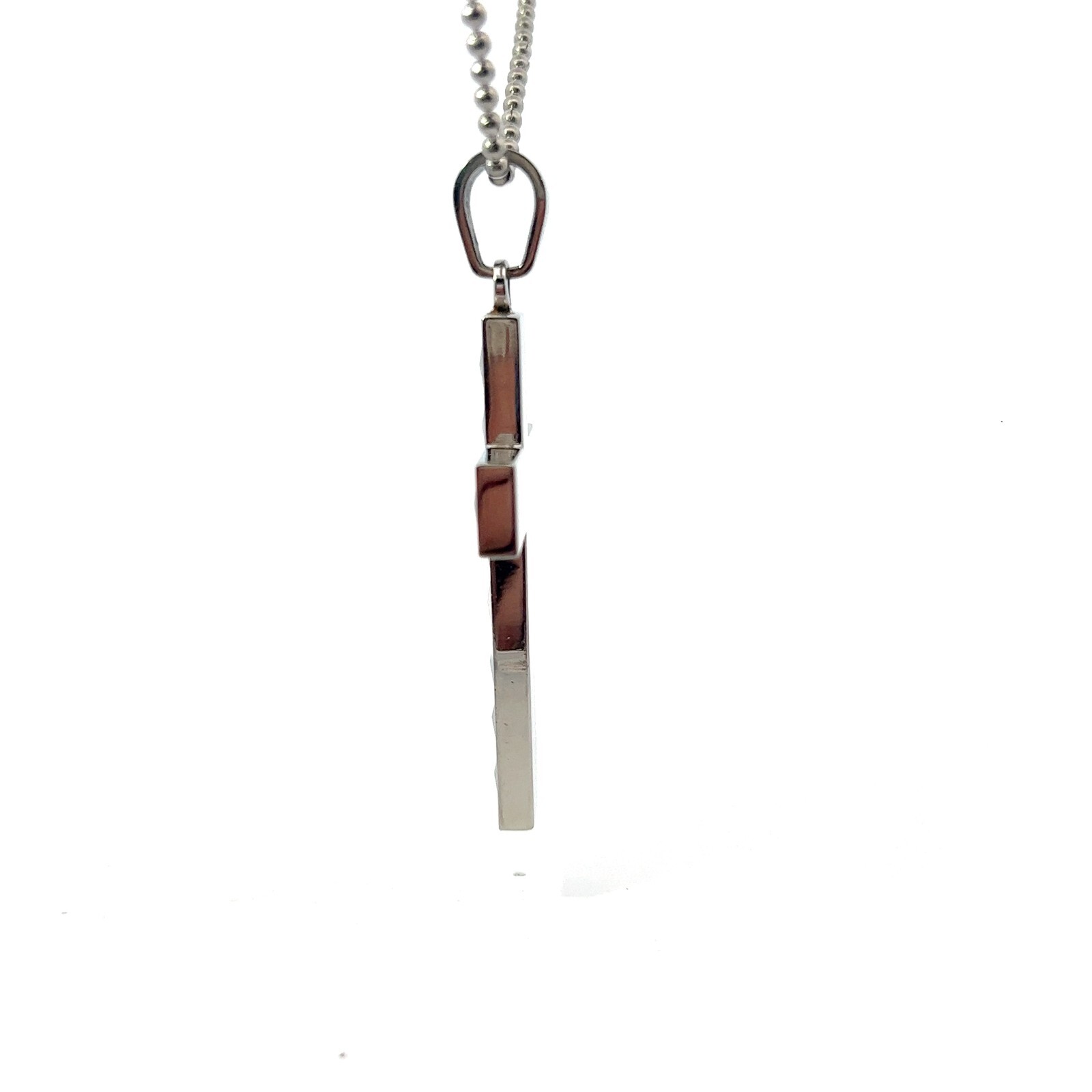 SHR Stainless & Faceted Tungsten Inlay 2 3/4″ x 1 3/8″ Cross Necklace 22″