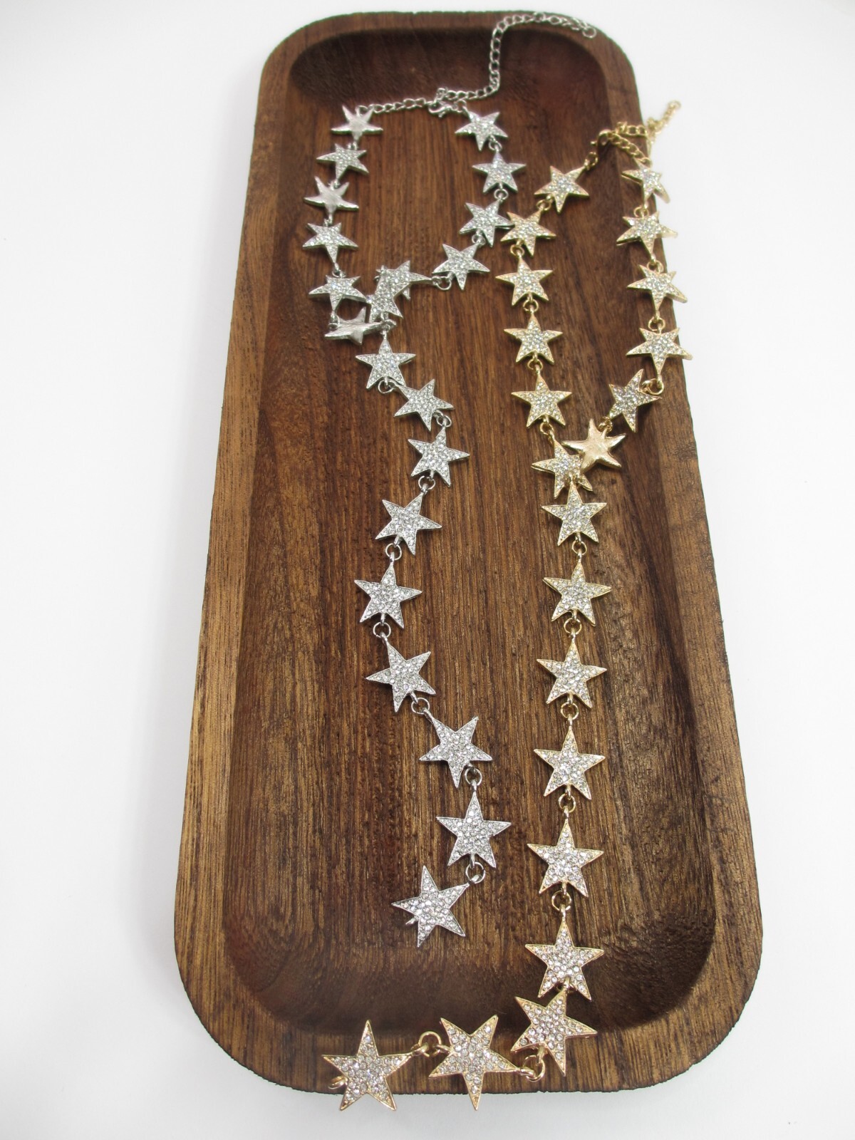 Rhinestone Crystal Star Necklace Lariat Choker Long Twinkle Charms Sparkle Drops