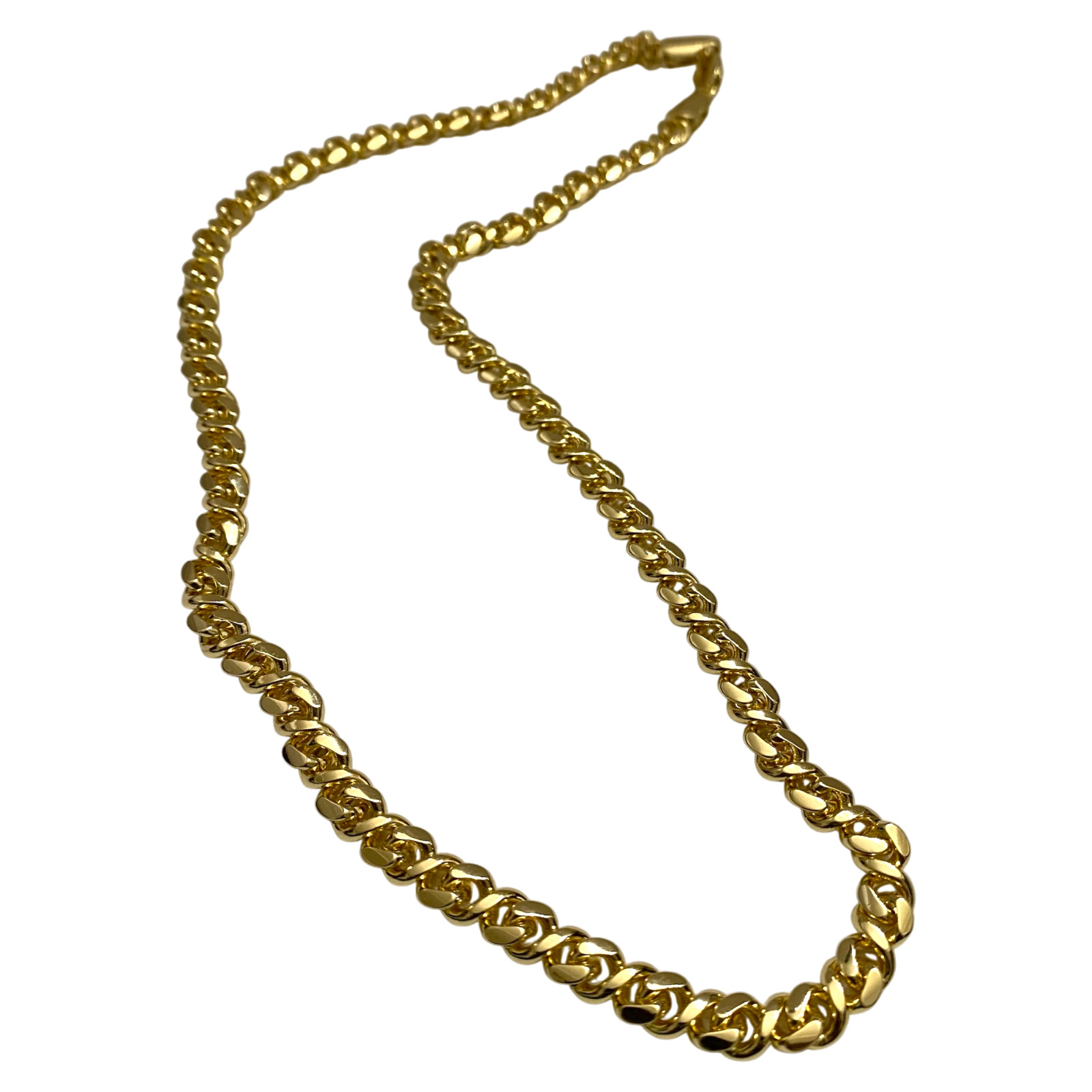 18K Yellow Gold Filled Cuban Link Chain 20″ 6mm Semi Flat Curb Necklace Unisex