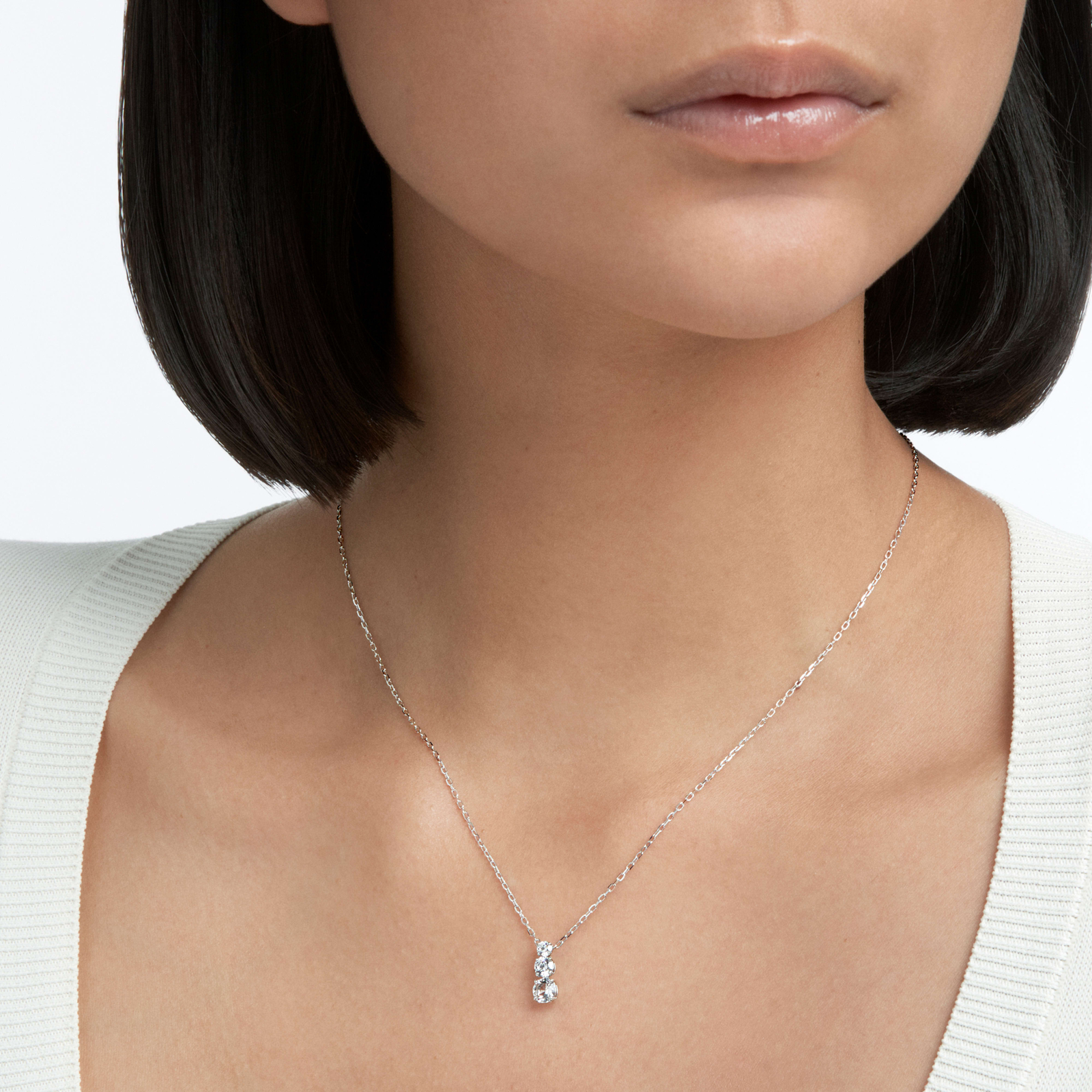 Swarovski Attract Trilogy White Round Pendant Necklace 5414970