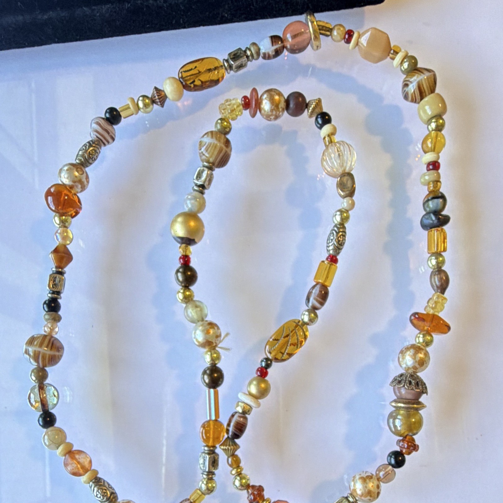 Amber color Glass Beaded Necklace Beads Ball/Beaded Style