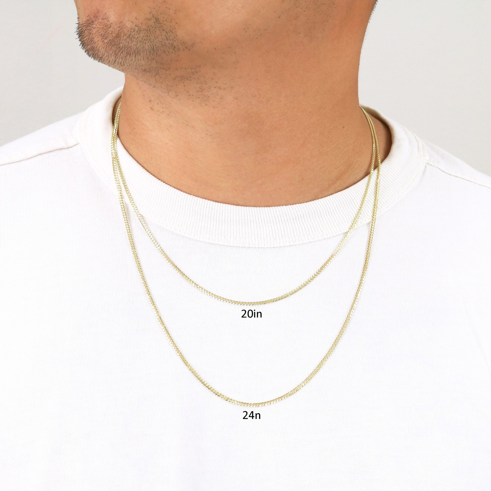 14K Yellow Gold 2mm Solid Curb Cuban Chain Link Mens Womens Necklace 22″