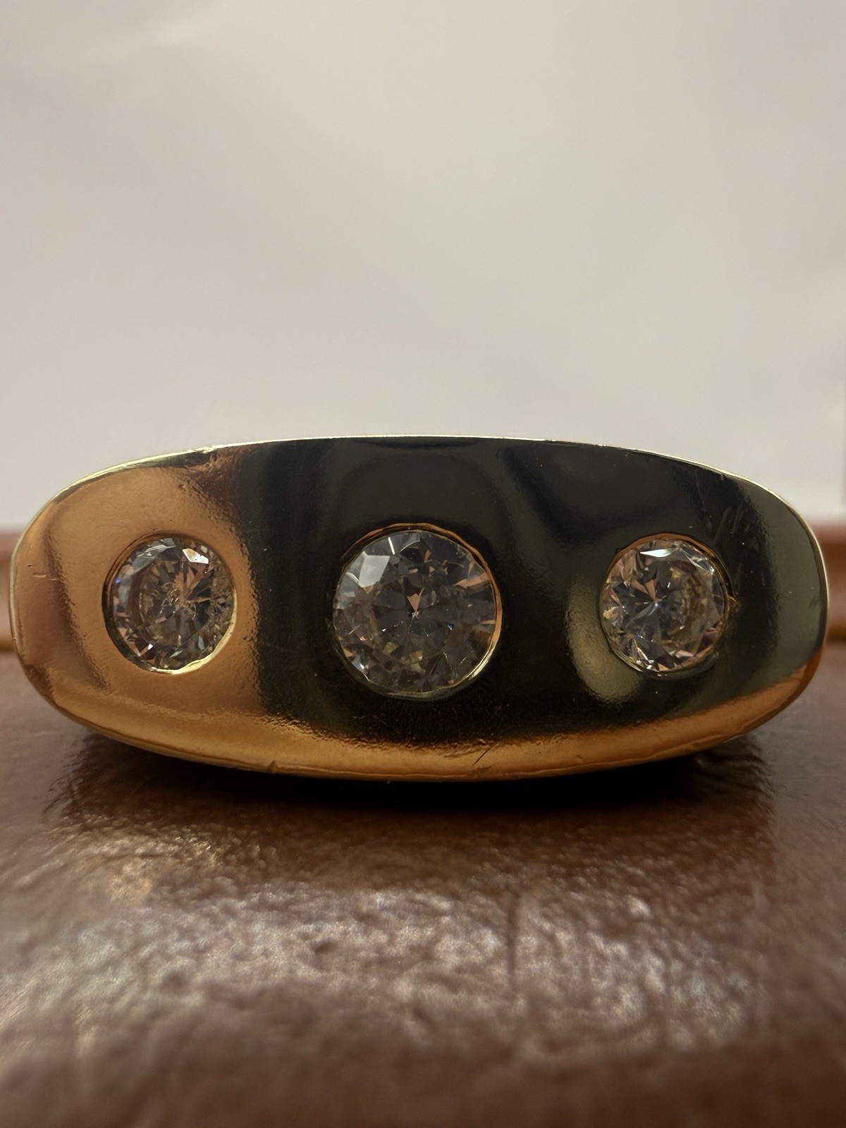 Vintage 9ct Yellow Gold Gypsy Setter Trilogy Ring • 8.41 Grams • Size – O ½
