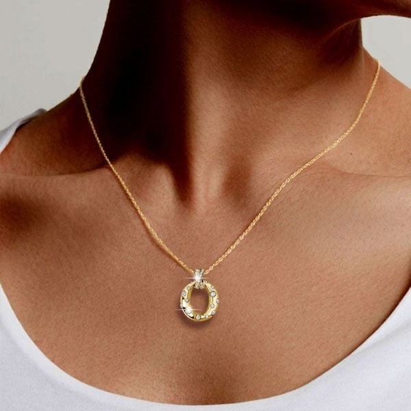 Italo Flush Setting Oval-Shaped Pendant Necklace