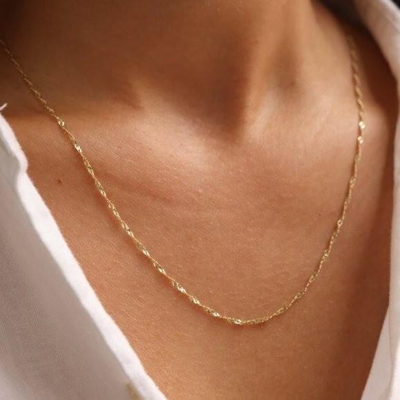 Gold Chain Necklace Everyday Necklace Waterproof Gold Chain Sparkle Chain