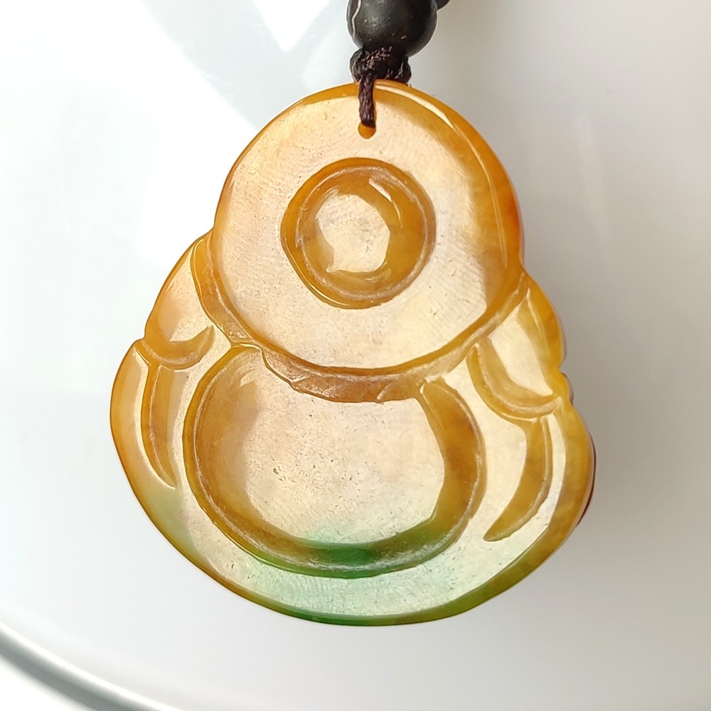 Certified Grade A Red Yellow Green Natural Burma Jade jadeite Buddha Pendant 250