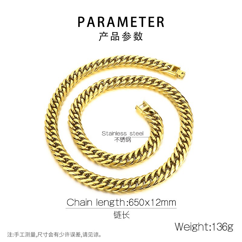 18k Gold Stainless Steel Curb Link Chain Necklace Gifts for Men 12mm 26in Heavy