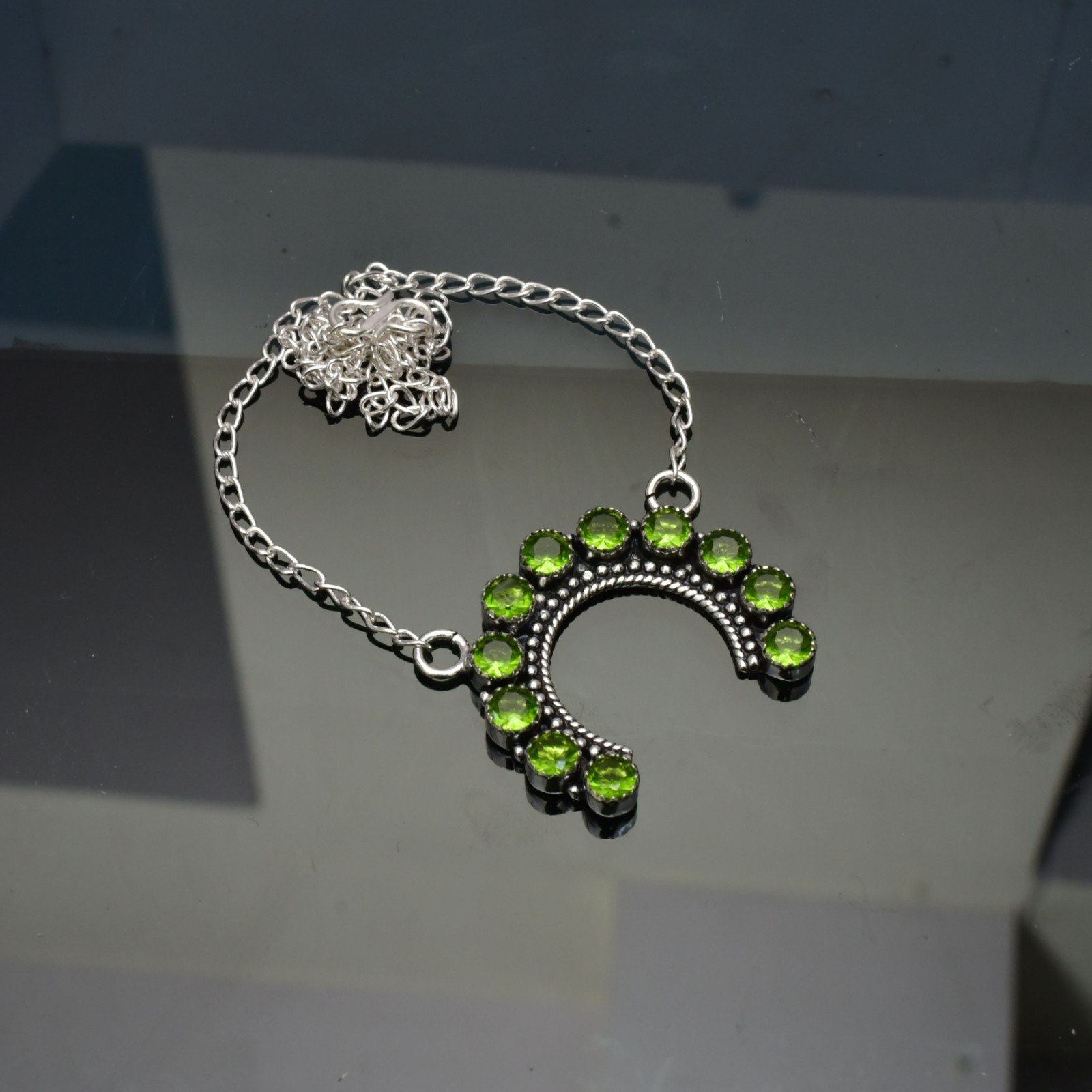 Peridot Gemstone 925 sterling silver Handmade Necklace Jewelry Size : 16-20″