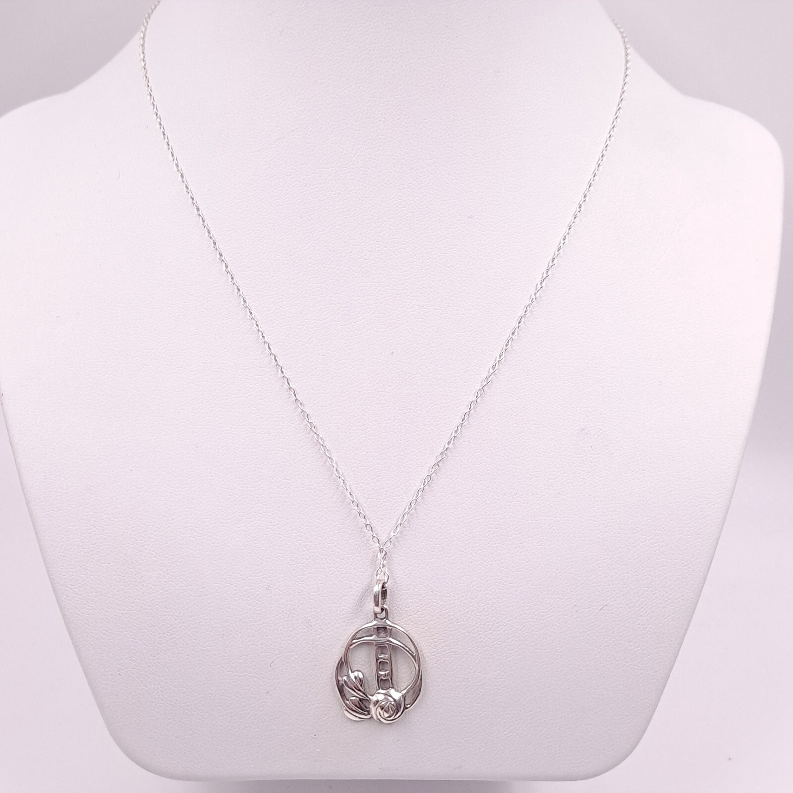 Kit Heath Sterling Silver Necklace Mackintosh Style Pendant 1997 46cm Chain