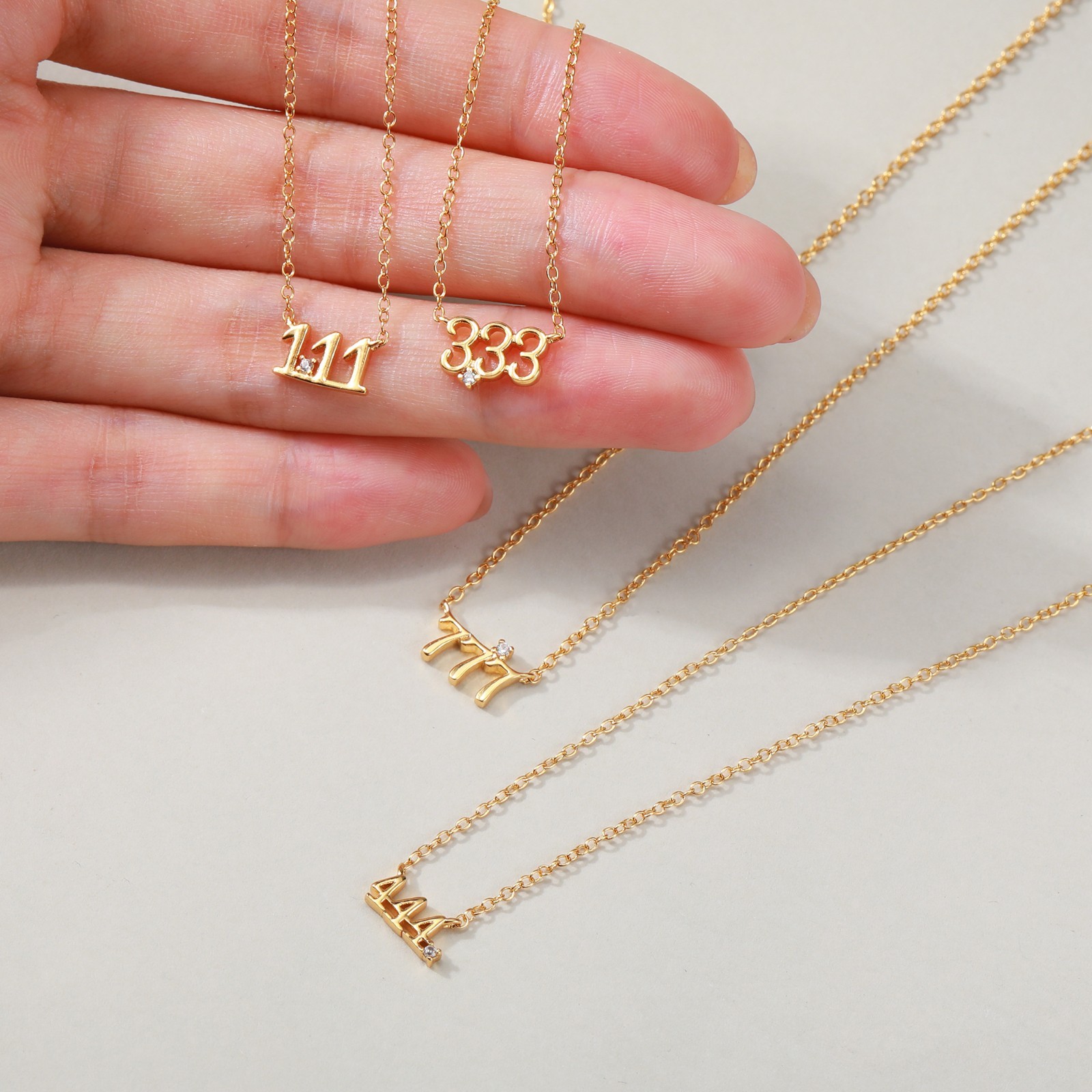 Gold Zircon Necklaces Number Design Collarbone Necklace Clavicle Chain