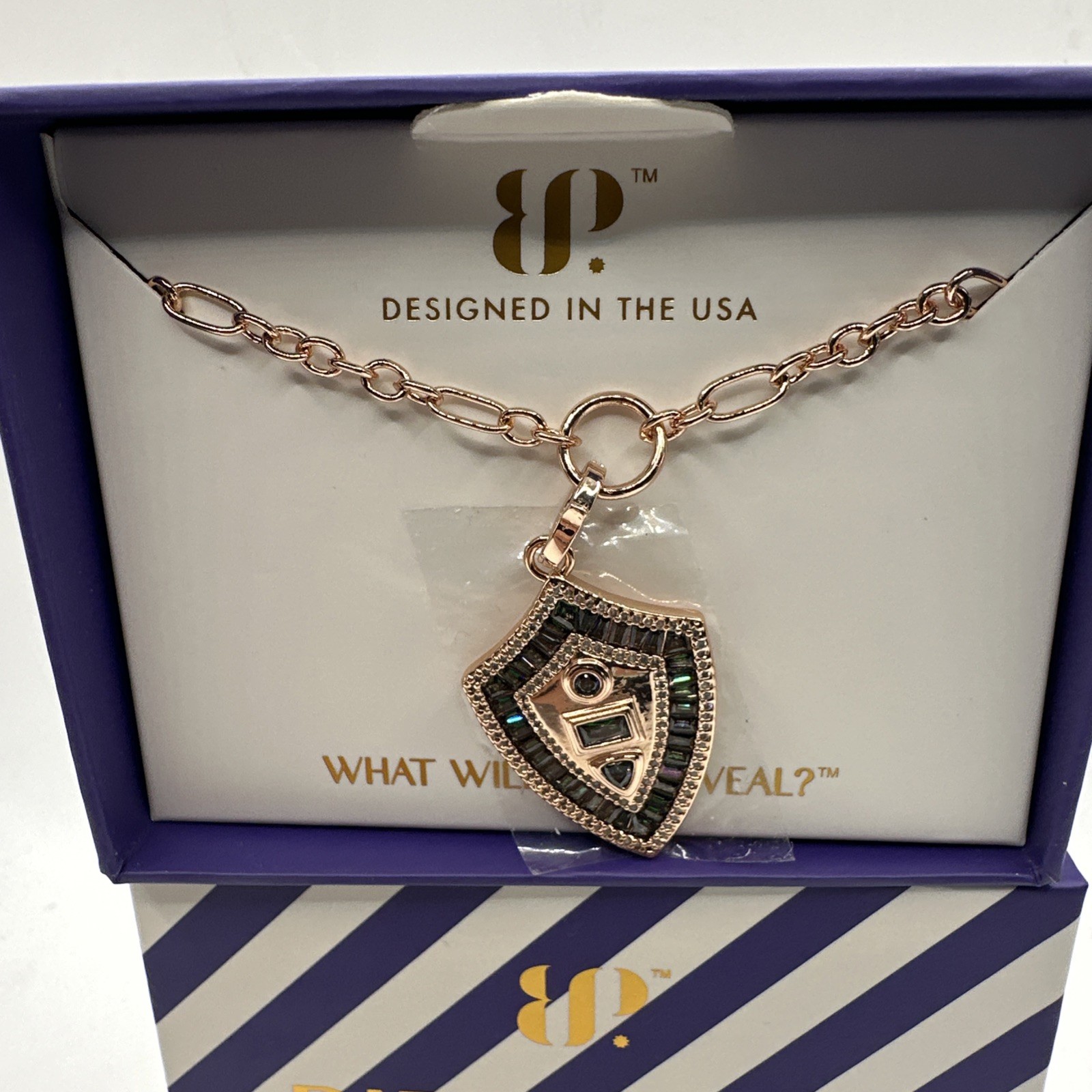 Bomb party June 2026 necklace “The Arabella Shield” LC Alexandrite RG plating