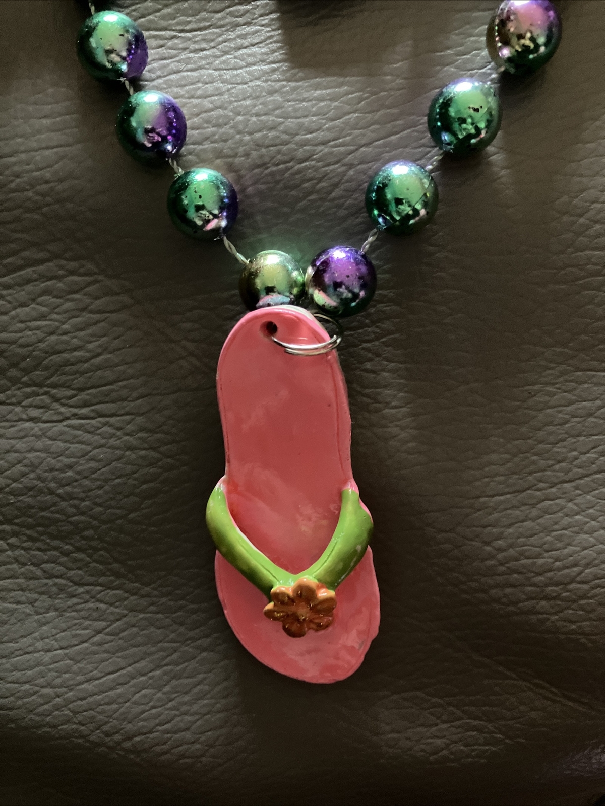 Adult/Teen Unisex Colorful, 5 Flip flops Beaded Necklace