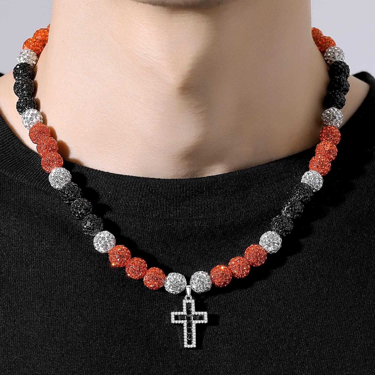Baseball Necklace Glitter Rhinestone Beaded Sports Jewelry 16/18in Men Women