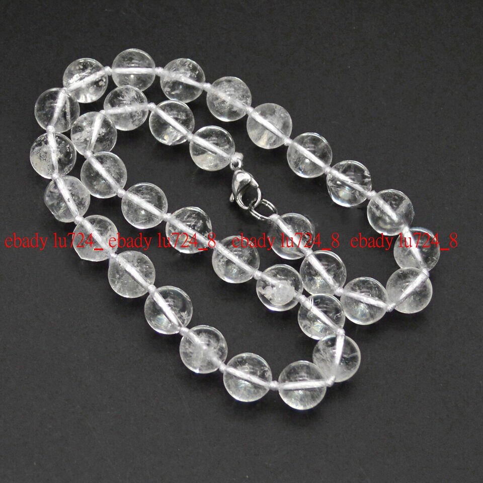 Natural Clear Rock Crystal Quartz 6/8/10/12mm Round Gems Beaded Necklace 14-48”