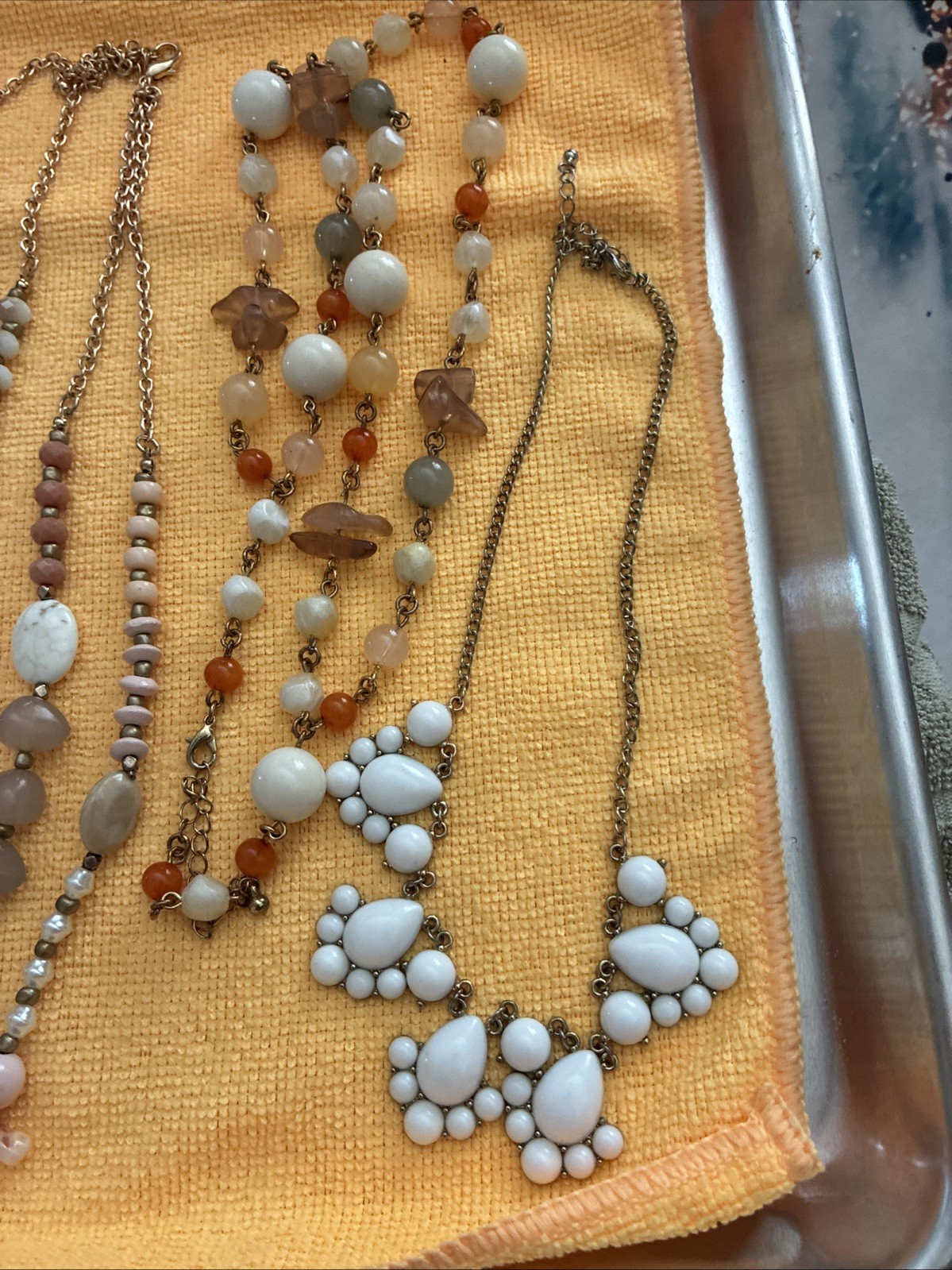 Fashioned Lot of 6 Necklaces. Various Lengths and Styles. Stones Glass Beads