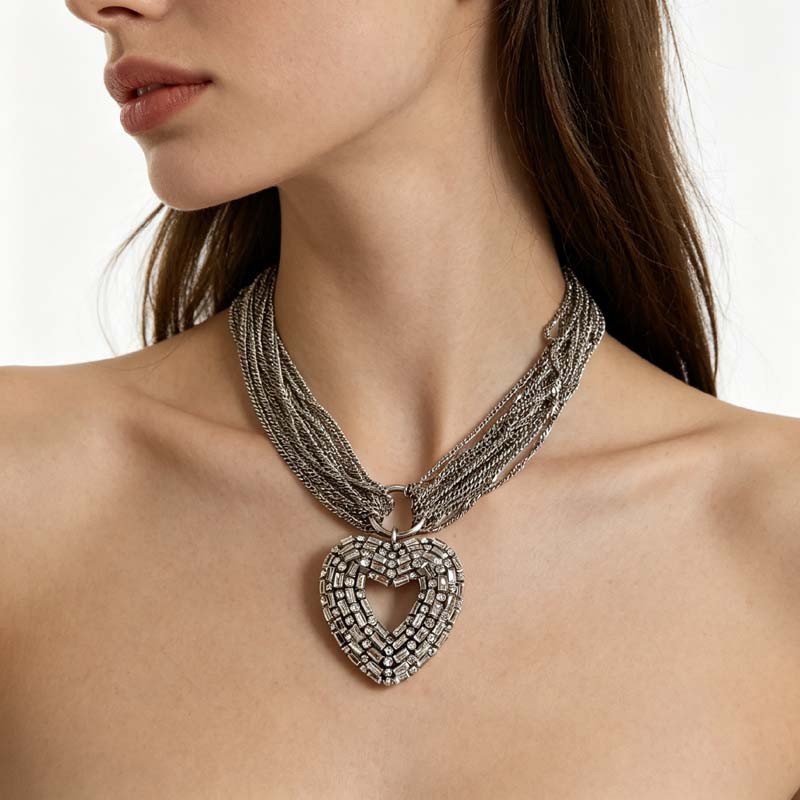 16″ Zara Heart Pendant Statement Necklace Gift Chic Women Party Vacation Jewelry