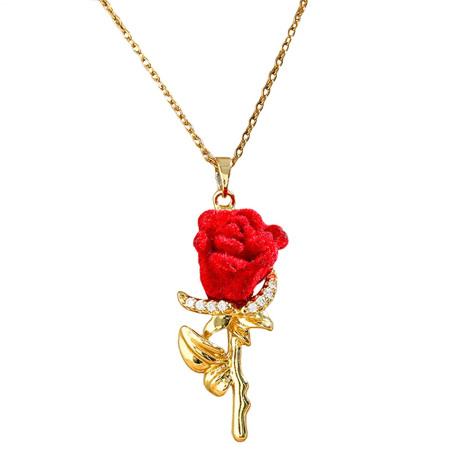 Rose Gold Necklace for Women – Dainty Flower Pendant Necklace, Gold Necklace
