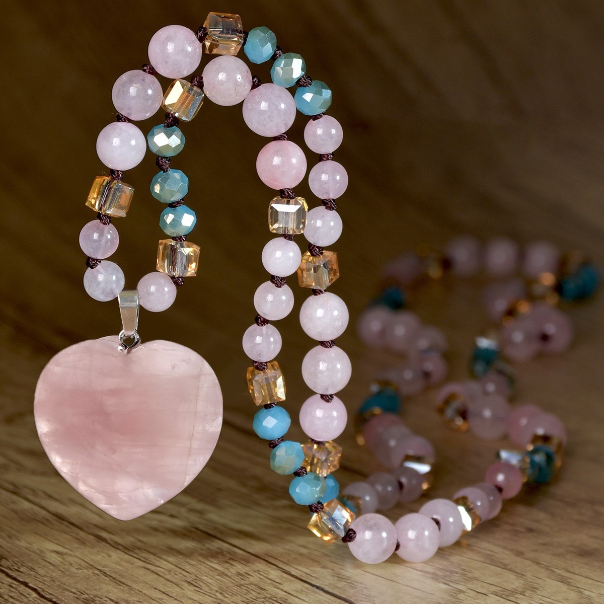 New Vintage Natural Stone Pendant Necklace For Women Knot Necklace Sweater Chain