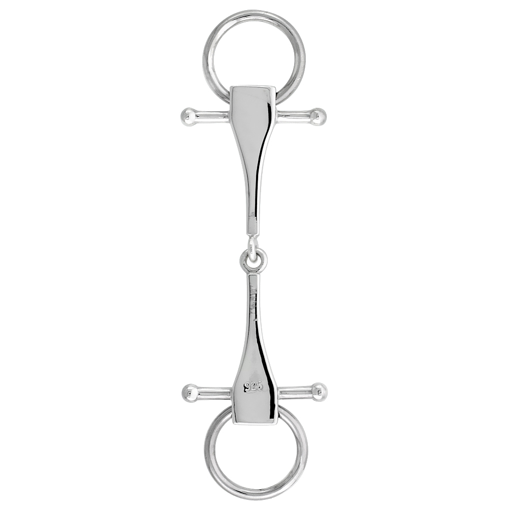 Sterling Silver Flawless Quality Horse Ring Snaffle Bit Pendant, Box Chain