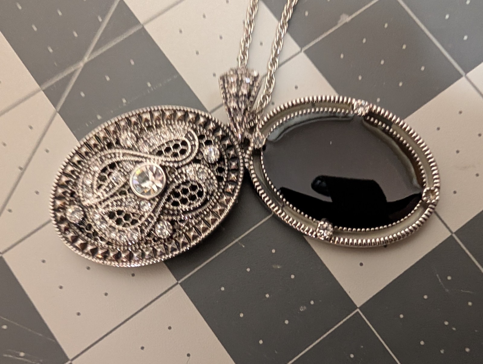 Lia Sophia Fashion Necklace Lot Set of 3 Silver Tone Rope Chain Locket Choker