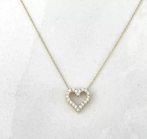 1.50Ct Round Cut Simulated Diamond Heart Pendant Necklace 14K Yellow Gold Plated