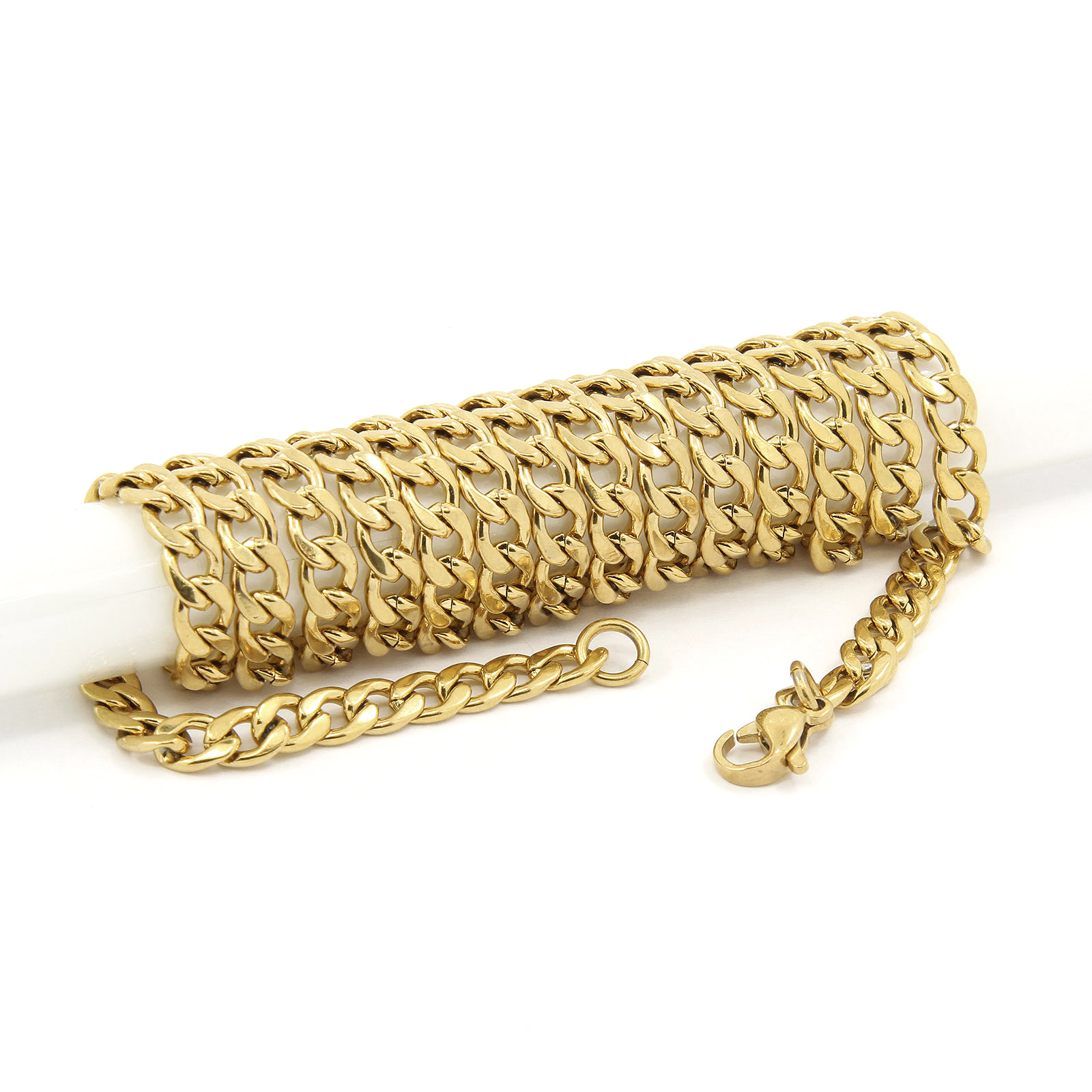 Gold Plated St.Steel Chain 24″/30″ Malverde & Cross Pendant Cubic Zirconia 56/8
