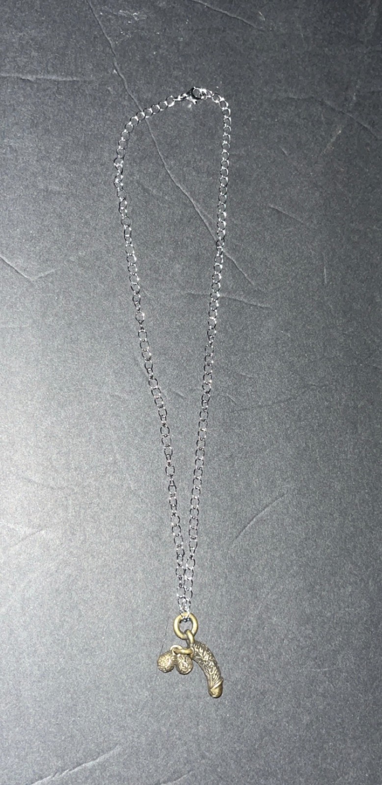 Male Genitalia Reproductive Organ Brass Pendant on 18″ chain necklace OOAK