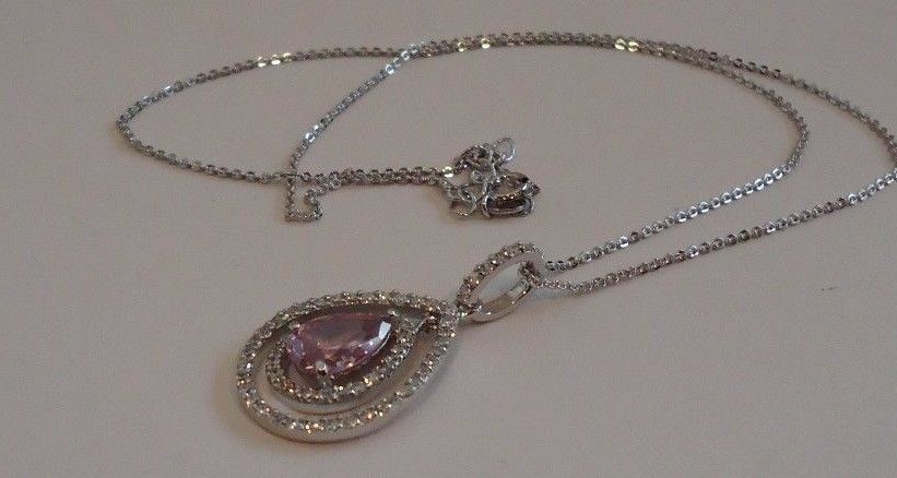 925 STERLING SILVER PENDANT NECKLACE OPEN TEAR DROP W/ACCENTS/SIZE 32MM BY 17MM
