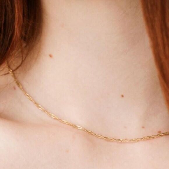 Singapore Chain Gold Chain Waterproof Necklace Everyday Gold Sparkle Chain