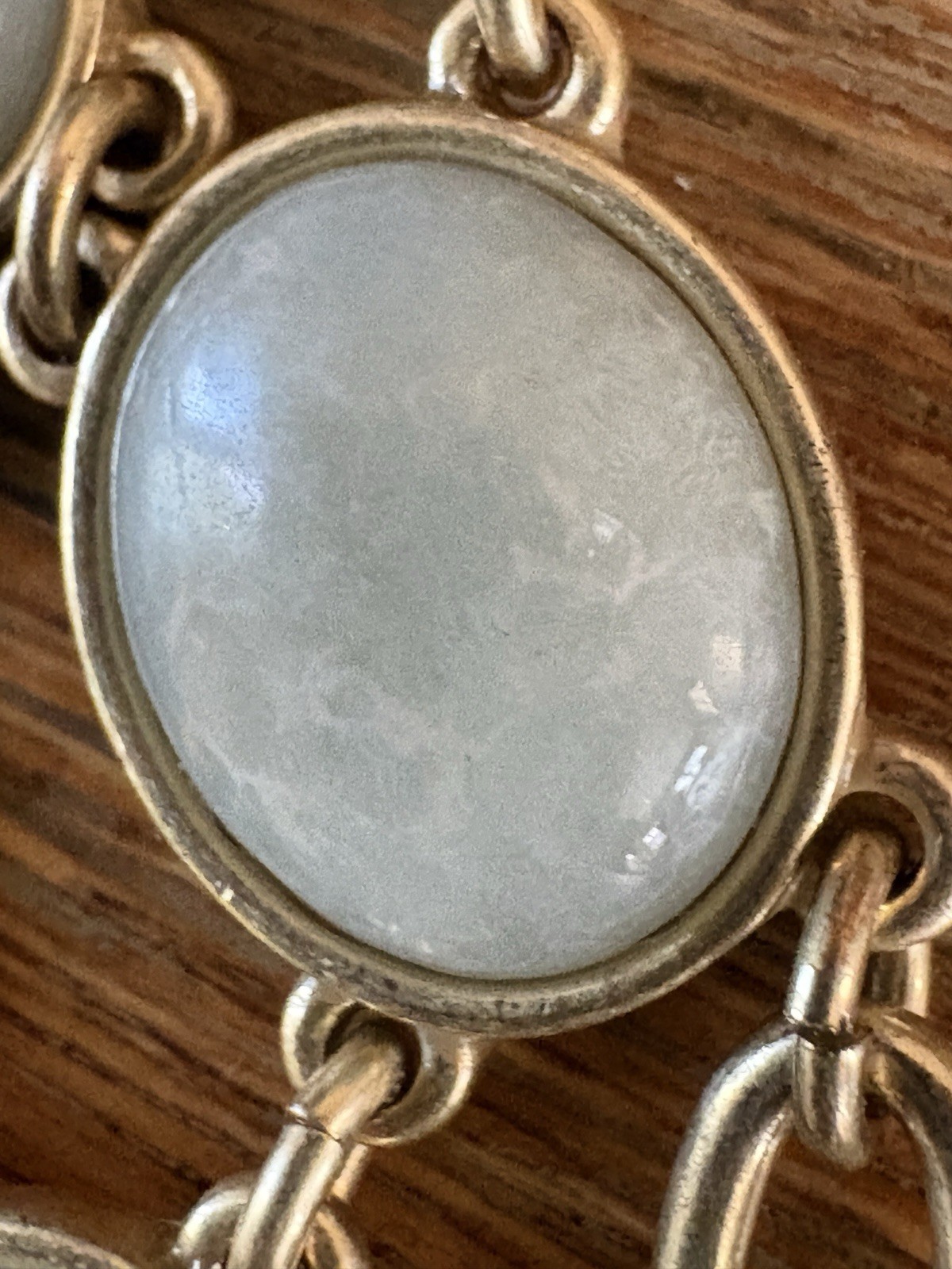Lucky Brand Necklace Gold Tone Pale Blue Cabochon Statement Bib Pendant 15 in