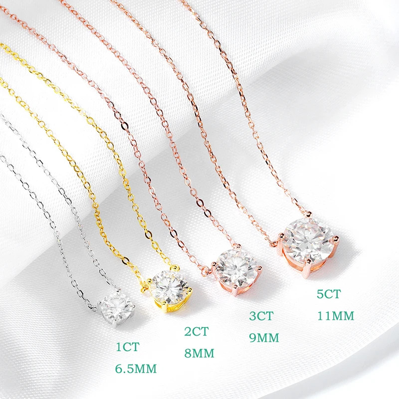 Smyoue 1-5CT Rose Gold Moissanite Necklace for Women D Sparkling Color