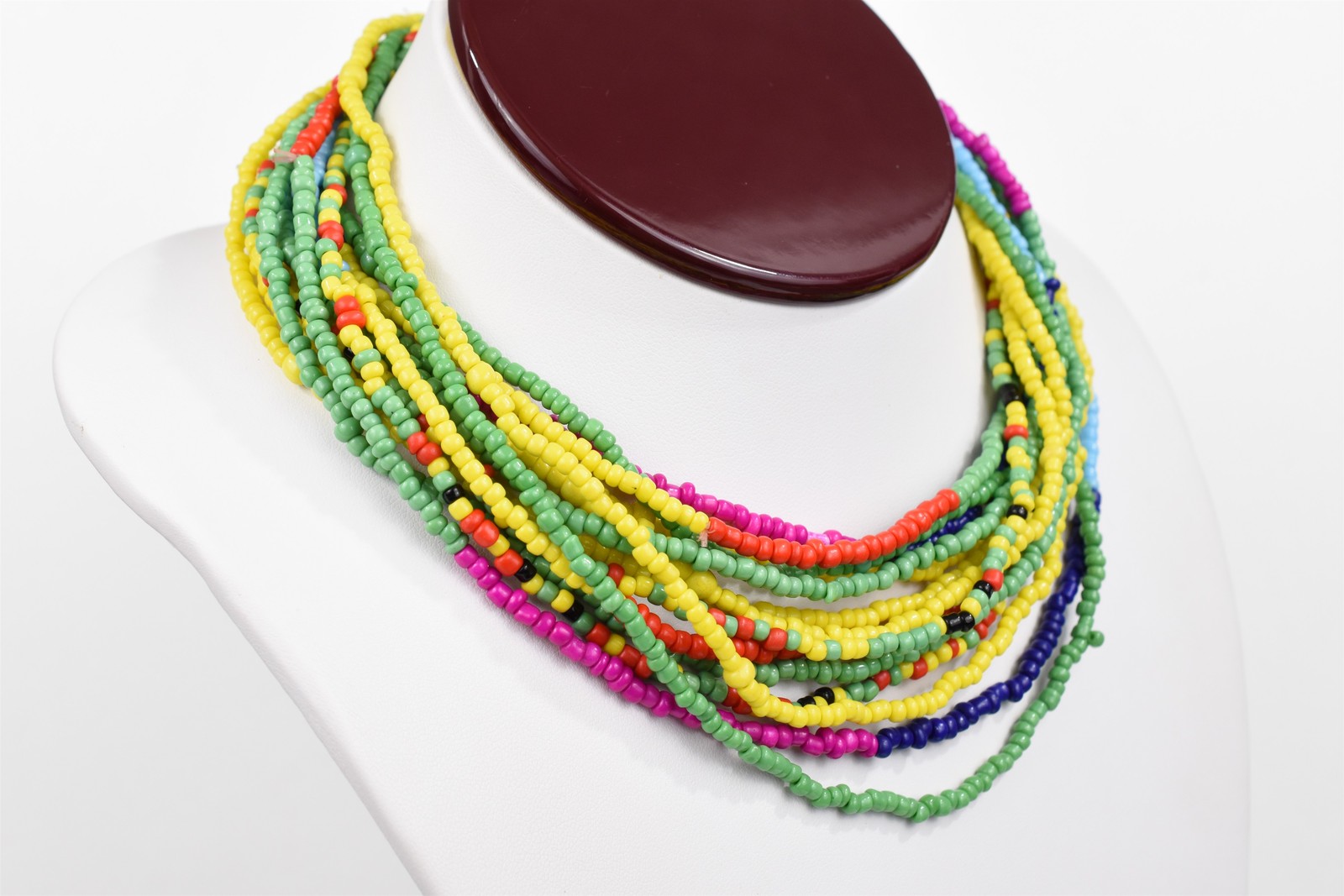 Lot of 7 Handmade Micro Bead Cord Necklaces 30 in Stretch Wrap Bracelet