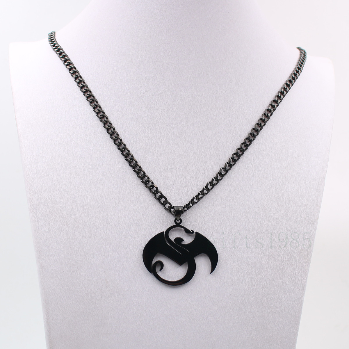 NEW Black Large strange music charm S.steel pendant TECH N9NE curb necklace 24″