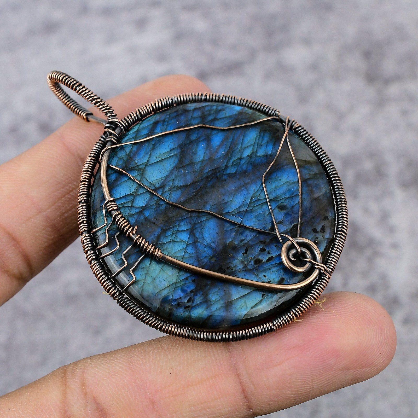 Tree Of Life Labradorite Gemstone Copper Wire Wrapped Handmade Pendant