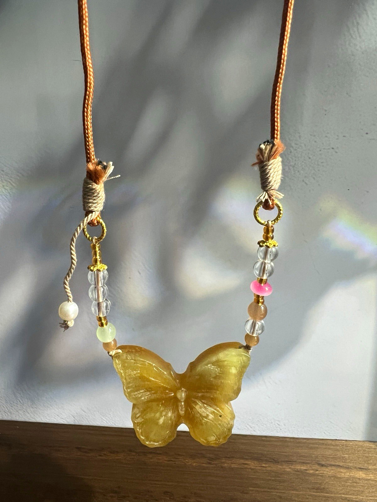 Natural sleeve jade hand-knitted rope necklace