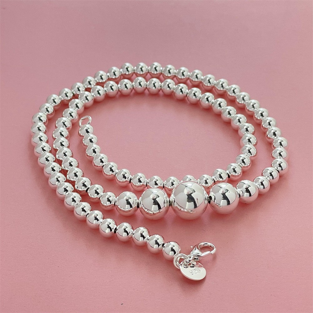 20″ Women’s 925 Sterling Silver Hollow Beads Balls Chain Necklace