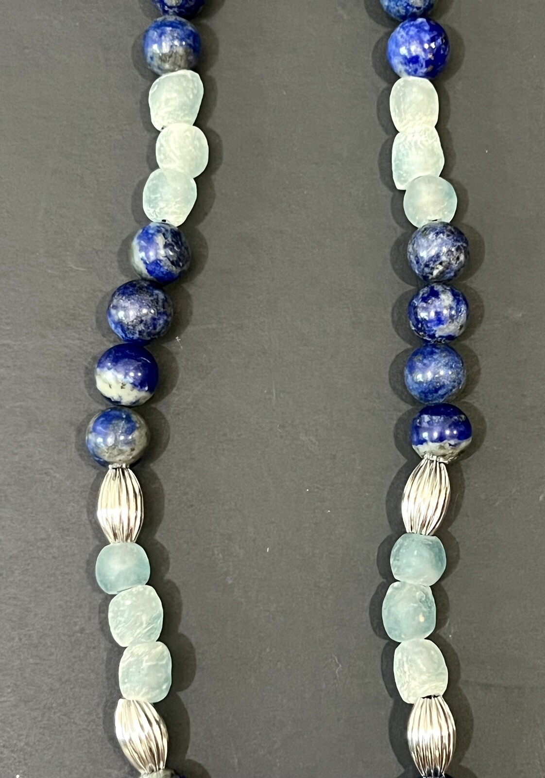 Handmade Jewish Star Of David Silver & Blue Beaded Elastic Chocker Necklace NEW