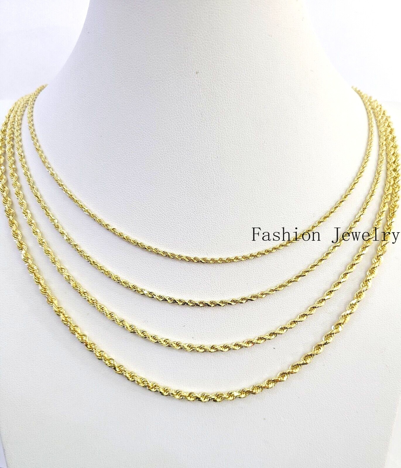 Real 14k Gold Rope Chain Necklace 2mm 2.5mm 3mm 4mm Yellow 14kt Men Women