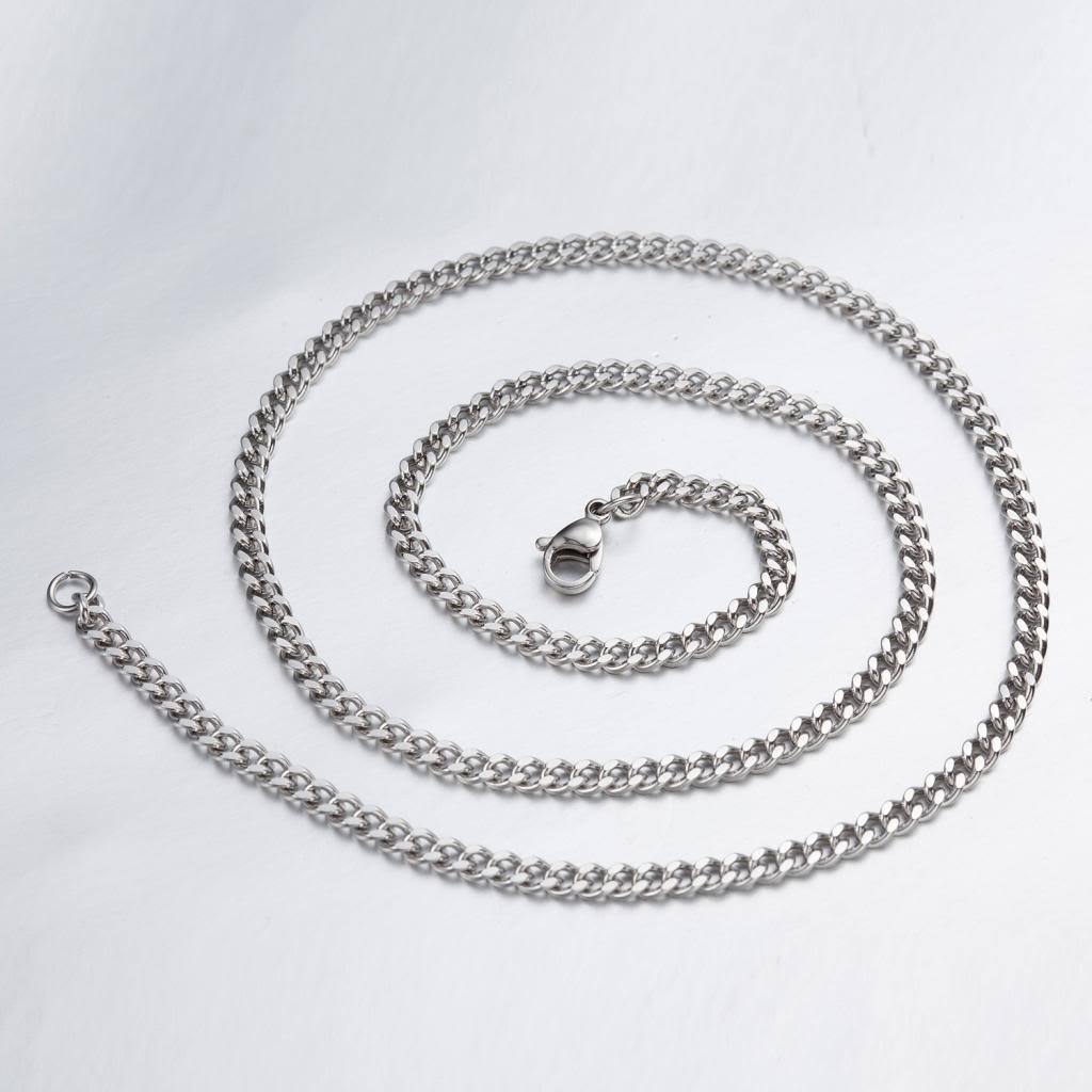 3.0 mm 16″-40″ Silver Stainless Steel Curb Necklace Chain Sb72 USA Seller