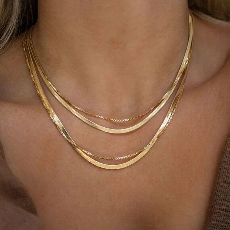 Snake Chain Gold Plated 0 5/32in 18K Stainless Steel Men Women Watertight K407D