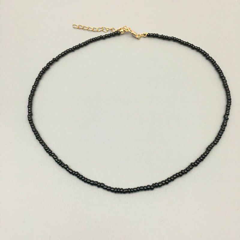 Women Necklace Seed Beads Strand String Beaded Short Jewelry 16 Inches Chokers