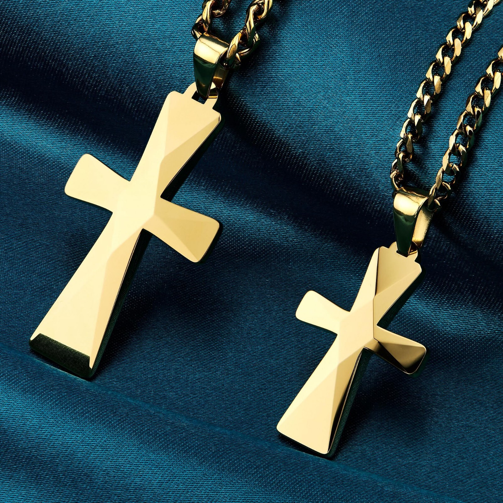 Tungsten Carbide Cross Pendants 16″-28″ Stainless Steel Cuban Chain