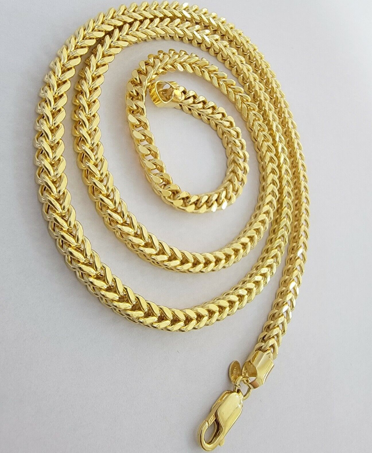 Real 14k Yellow Gold Franco Necklace Box Chain 22-26 Inch 3.5mm 14KT Mens SALE