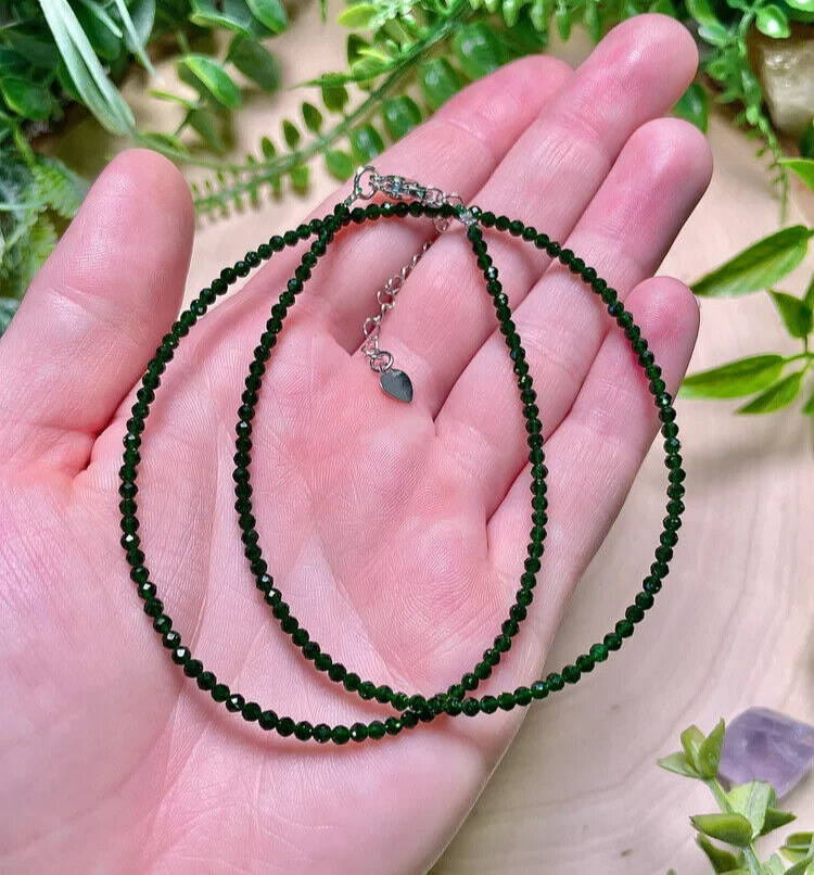Natural 3mm Black Spinel Choker Faceted Beads Healing Reiki Energy Necklace